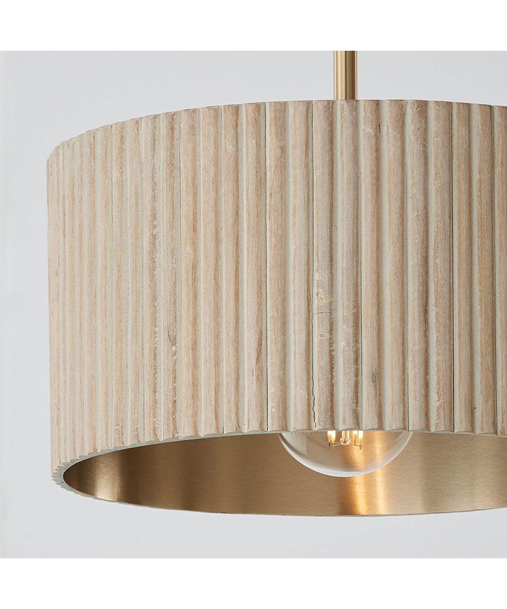 Donovan 1-Light Semi-Flush Ivory Wash and Matte Brass