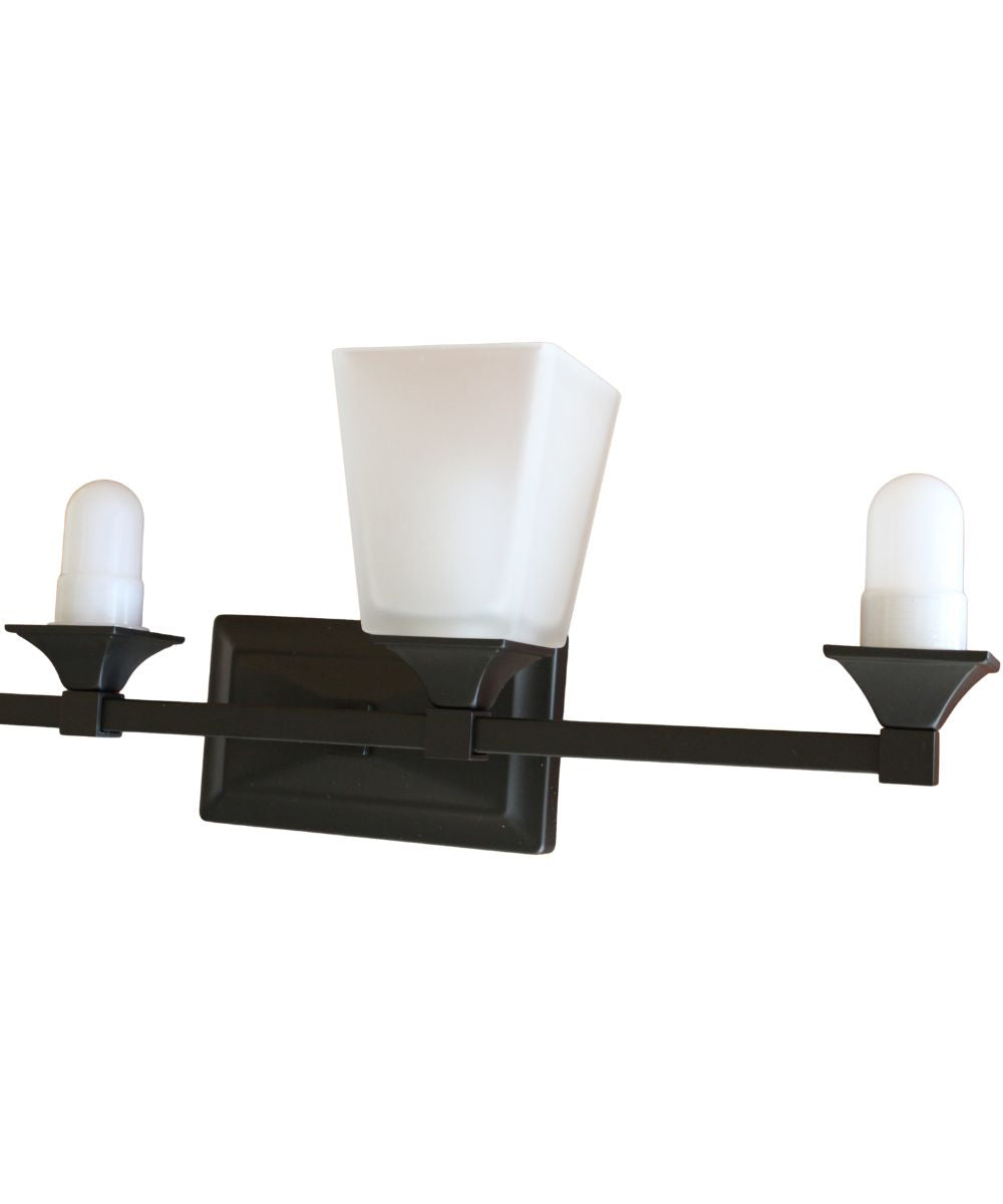27"W 4-Light LED Bath Vanity Light Fixture Oil Rubbed Bronze Finish with Square Glass Shades
