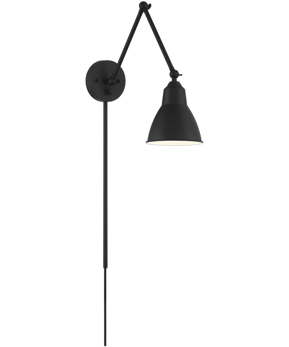 Fulton 1-Light Plug In Portable Wall Matte Black, 6"W