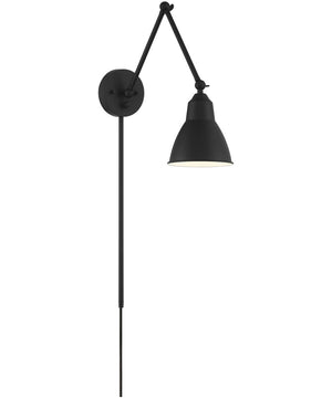 Fulton 1-Light Plug In Portable Wall Matte Black, 6"W