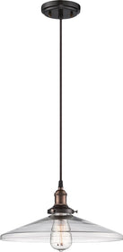 14"W Vintage 1-Light Pendant Rustic Bronze