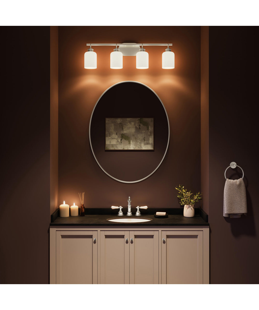 Reines 4-Light Bath Vanity with Opal Glass Shades Brushed Nickel