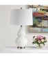 Ceramic Gourd Table Lamp in White with White Linen