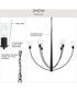Jheni 6-Light Large Chandelier with Clear Glass Shades Matte Black