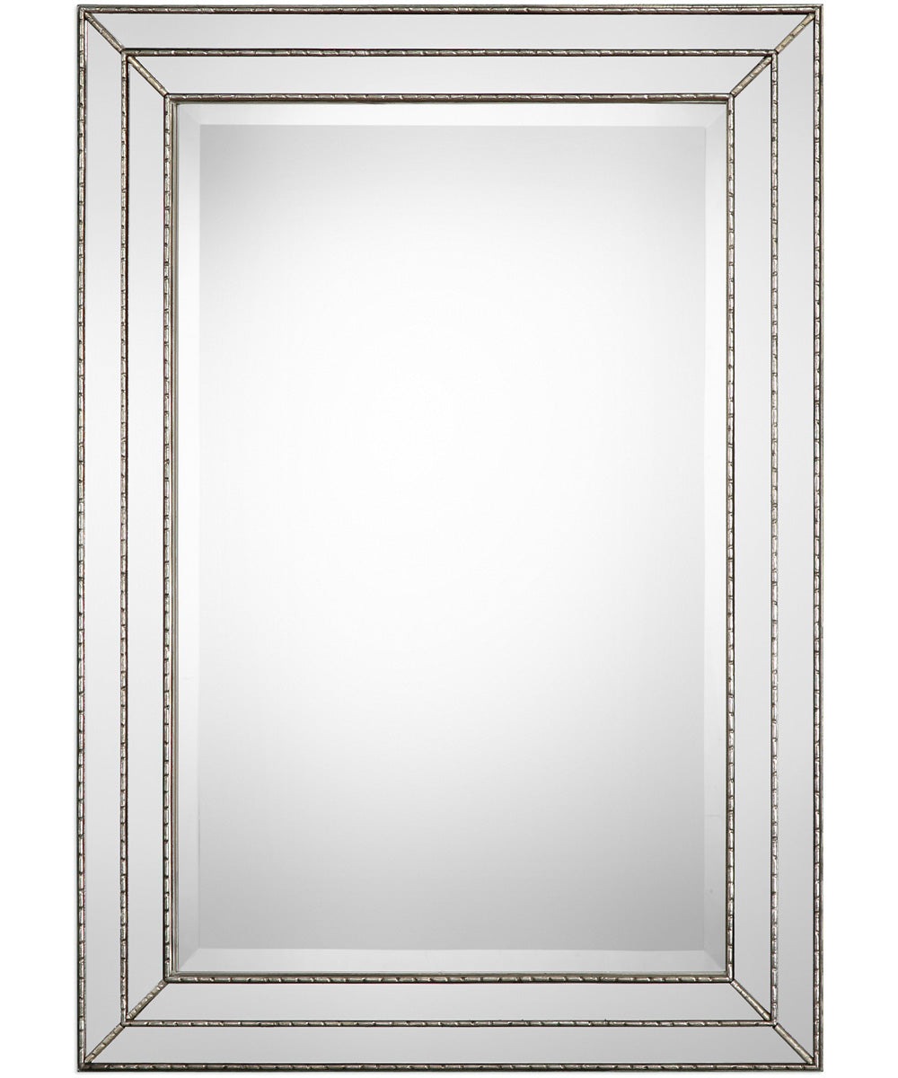 24x34" Wall Mirror Metallic Silver with Groove Texture