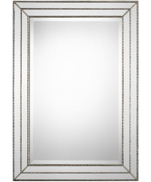 24x34" Wall Mirror Metallic Silver with Groove Texture