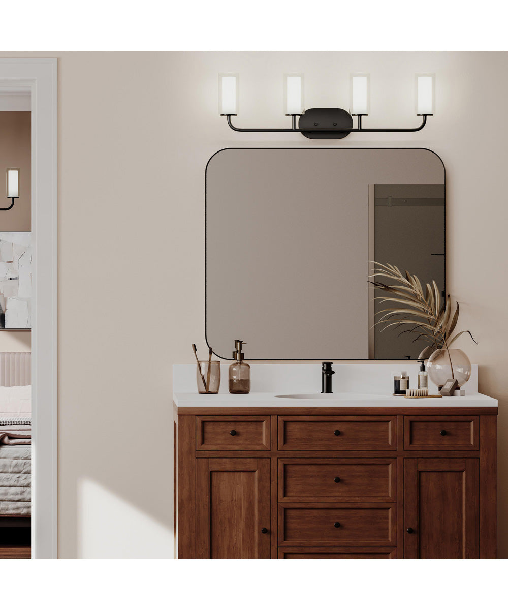 Mack 4-Light Vanity Light with Layered Glass Shades Matte Black