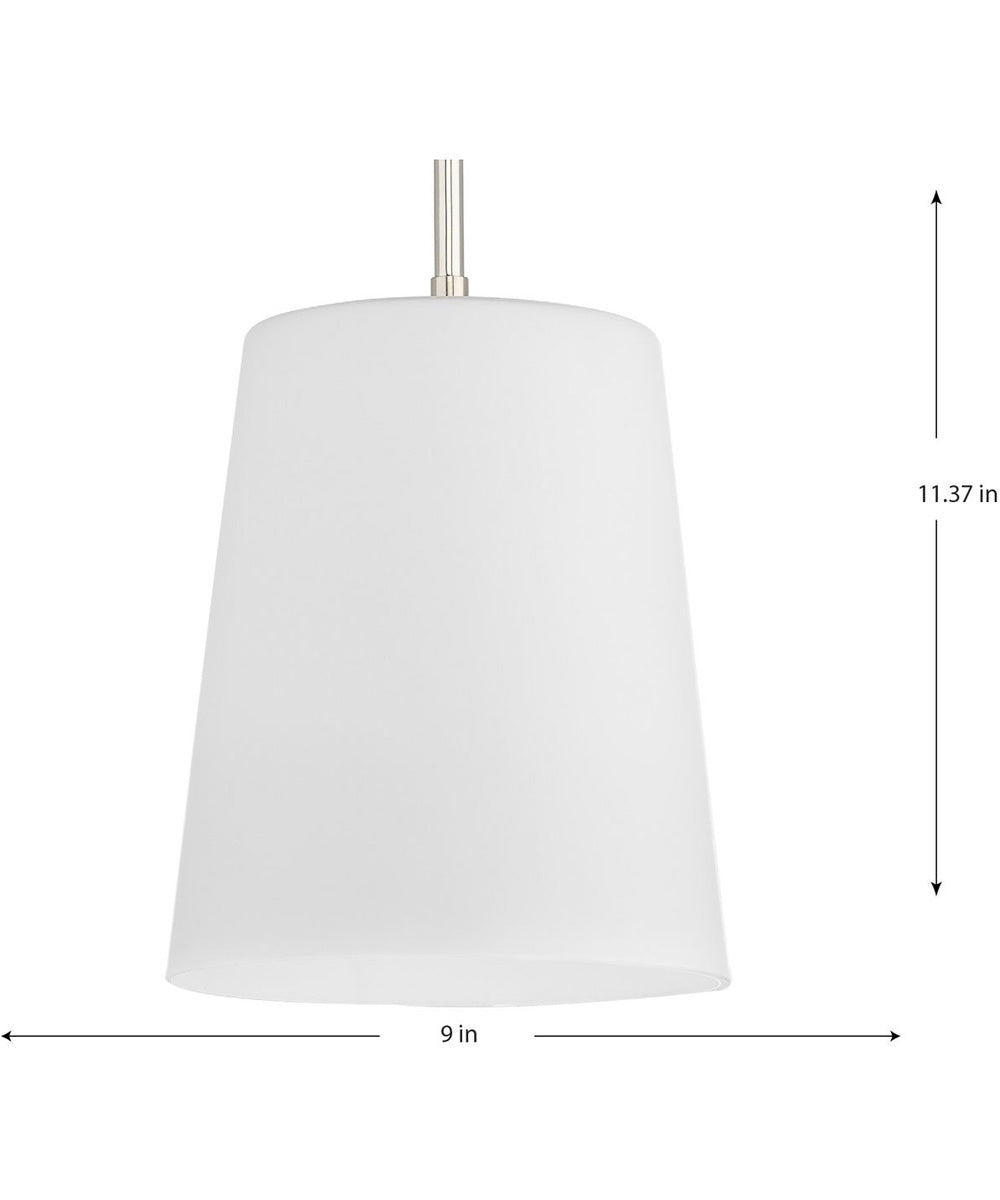 Clarion 1-Light Etched White Pendant P500429 Polished Nickel