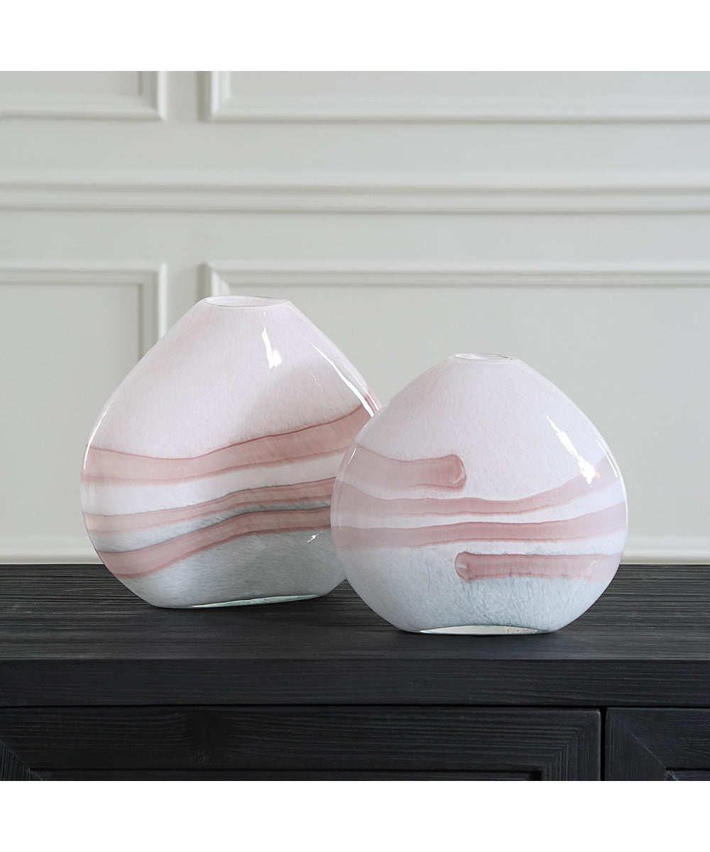 Blush Swirl Glass Vases, Set of 2