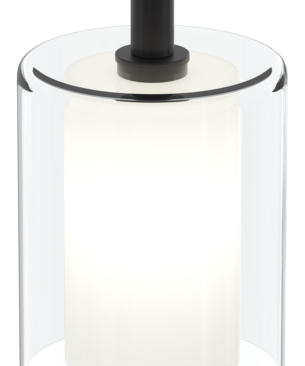 Mack 1-Light Pendant with Layered Glass Shade Matte Black