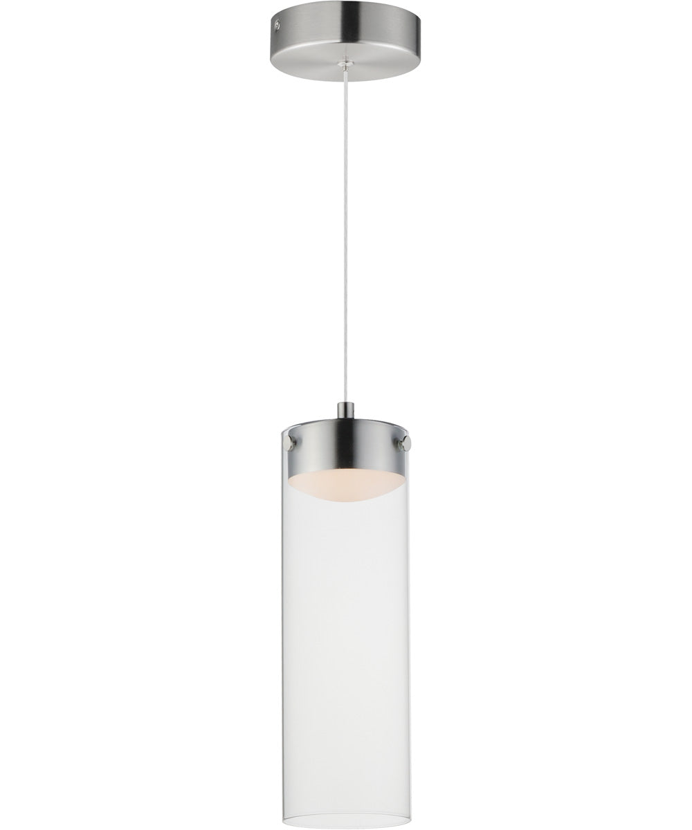 Highball Clear LED Pendant Satin Nickel