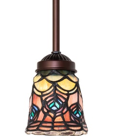 5" Wide Tiffany Peacock Feather Mini Pendant