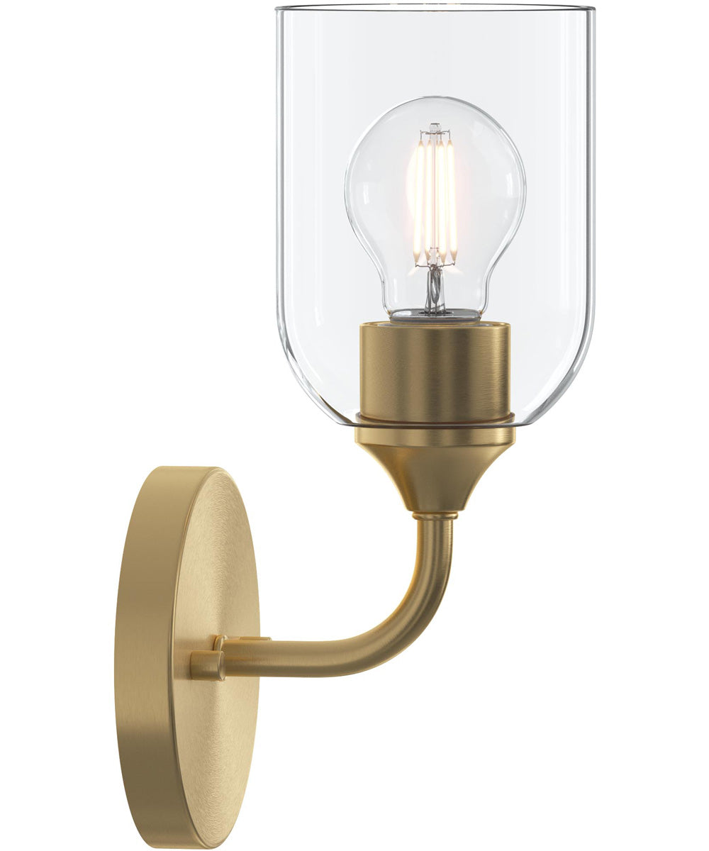 Ilia 1-Light Wall Sconce with Clear Glass Shade Brushed Gold