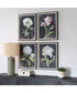 Florals On Black Framed Prints, Set of 4