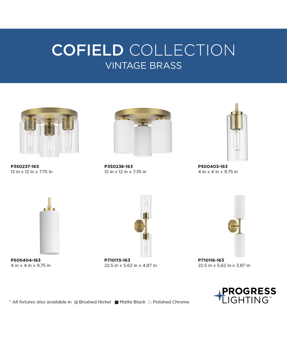 Cofield 12 in. 3-Light Flush Mount P350237 Vintage Brass