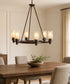 26"w Circolo 6-Light Chandelier Light Olde Bronze Finish with Dual Clear + Umber Glass Shades