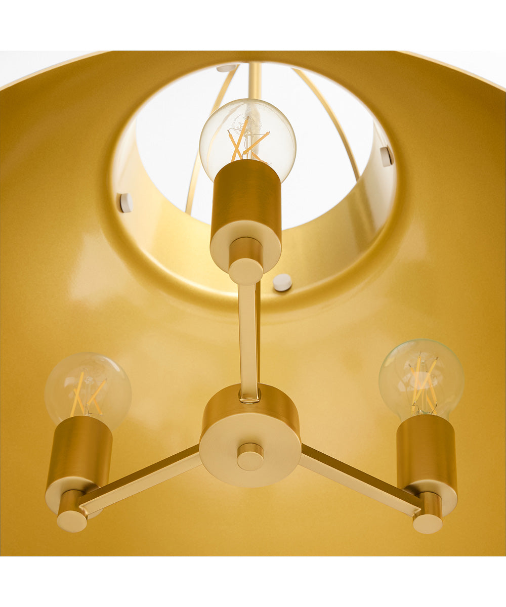 Pruitt 3-light Pendant Studio White|Aged Brass