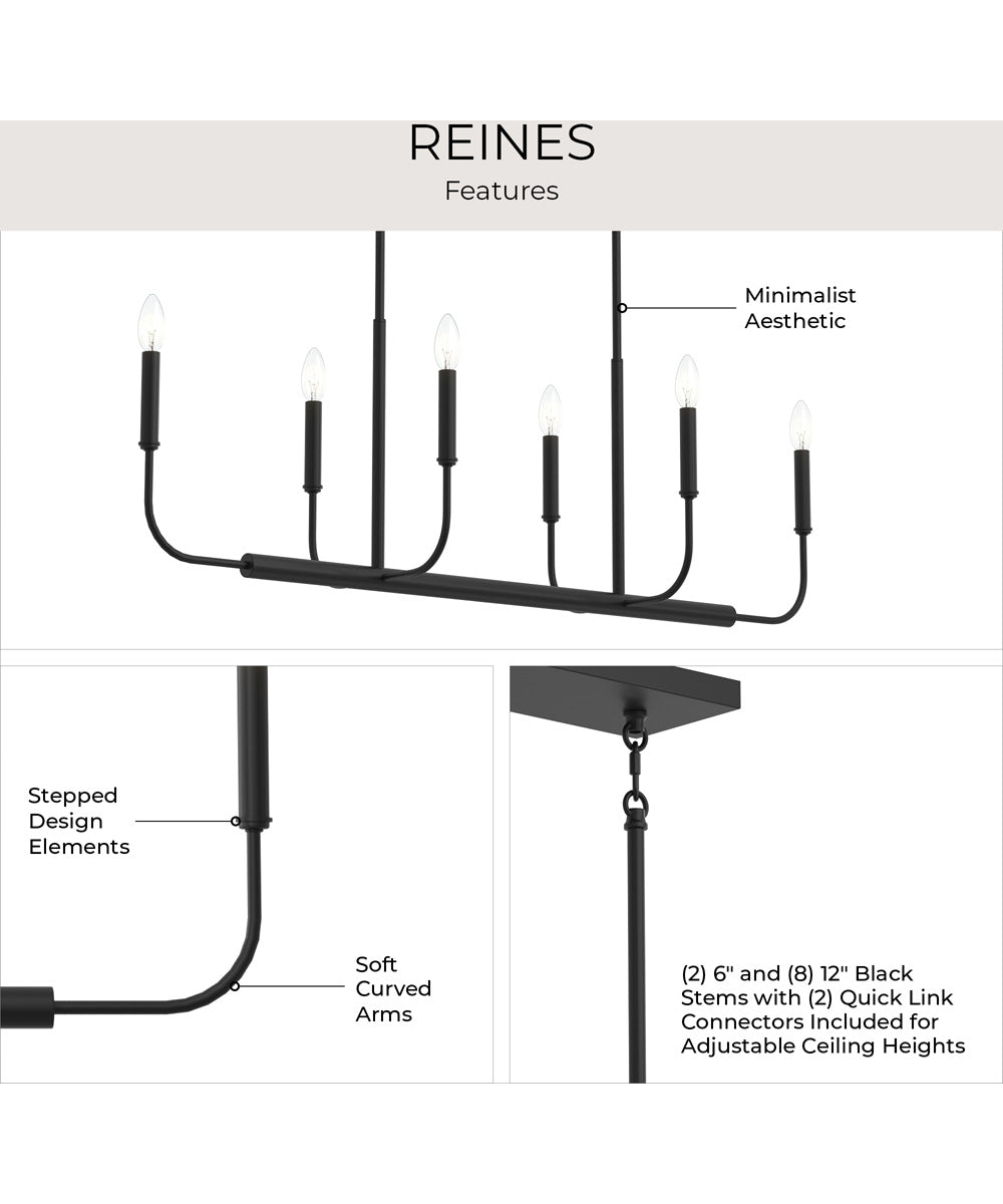 Reines 6-Light Linear Chandelier Matte Black