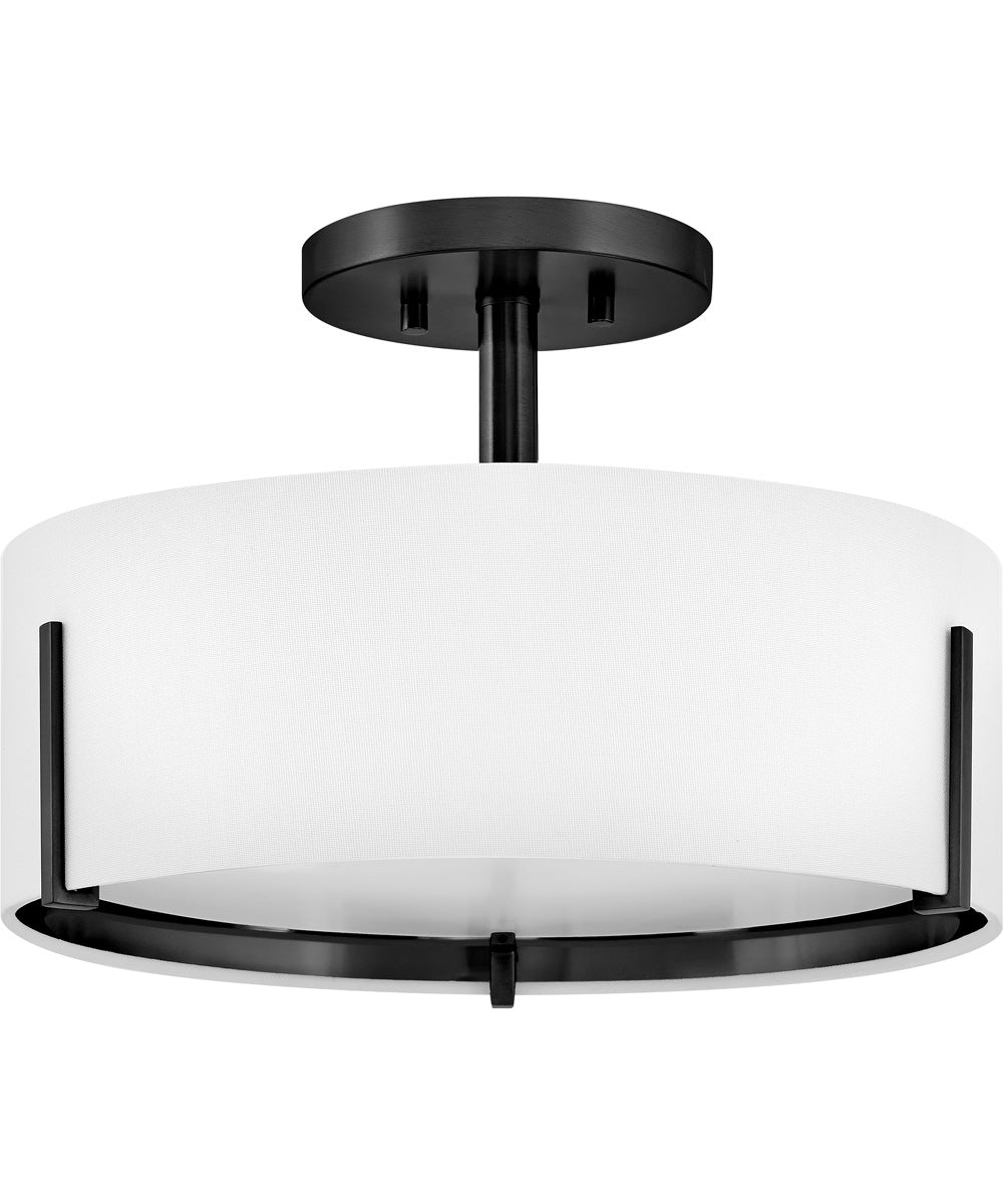 Halle 3-Light Medium Semi-Flush Mount in Black