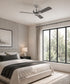 48" Linden 3-Blade Ceiling Fan Brushed Steel with Silver and American-Walnut Reversible Blades Finish