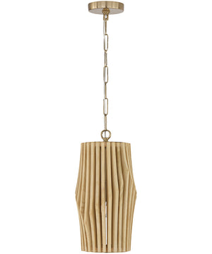 Archer 1-Light Pendant Blonde Wood and Matte Brass