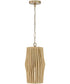 Archer 1-Light Pendant Blonde Wood and Matte Brass
