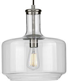 Latrobe 1-Light Clear Glass Coastal Pendant Light Brushed Nickel