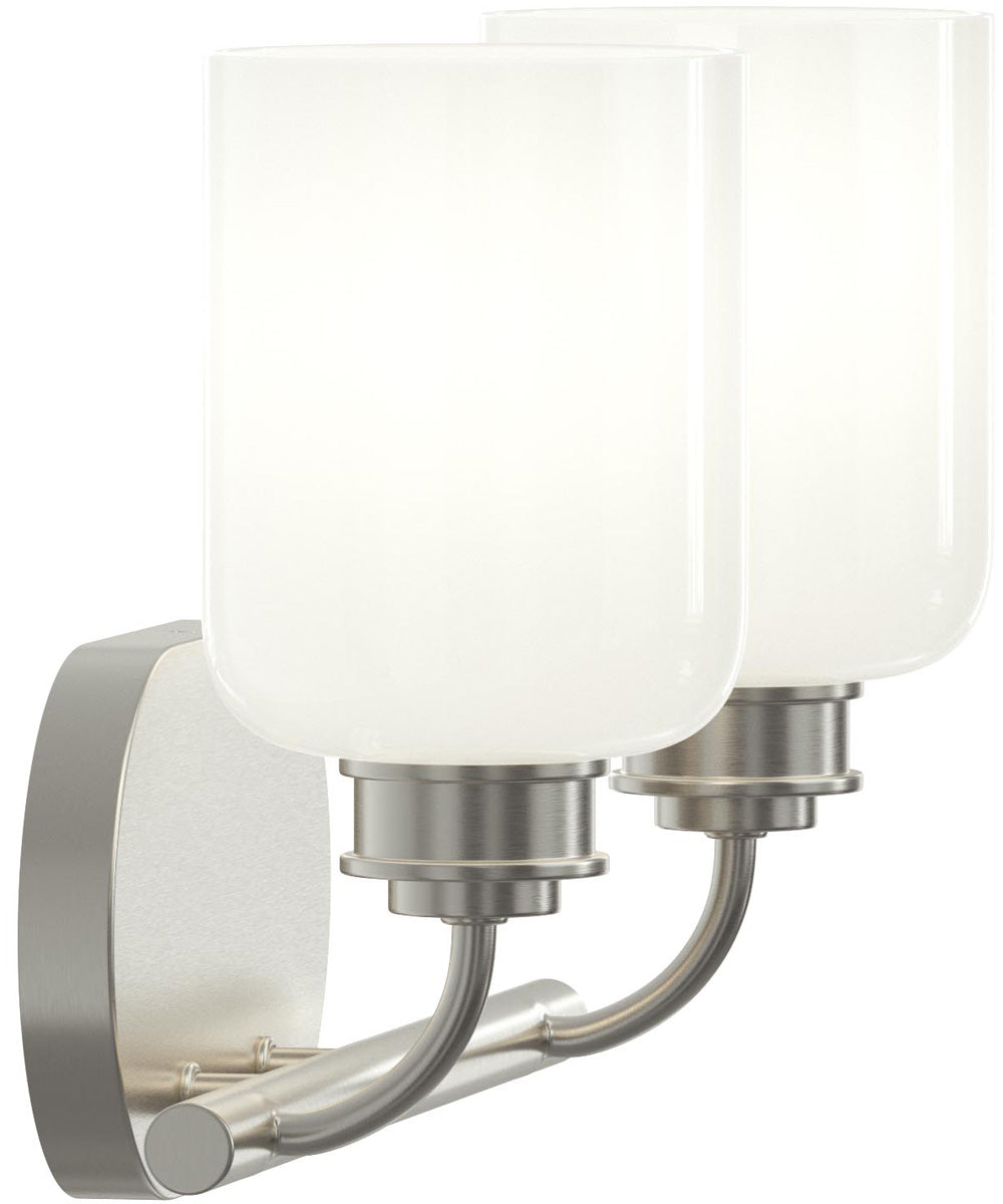 Reines 2-Light Bath Vanity with Opal Glass Shades Brushed Nickel