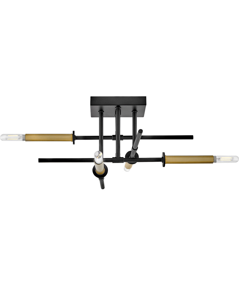 Hux 4-Light Medium Semi-Flush Mount in Black