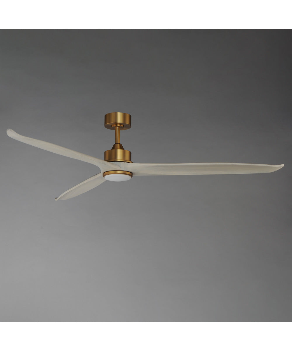 Woodwind 72 inch Solid Wood Blade Fan w LED Natural Aged Brass
