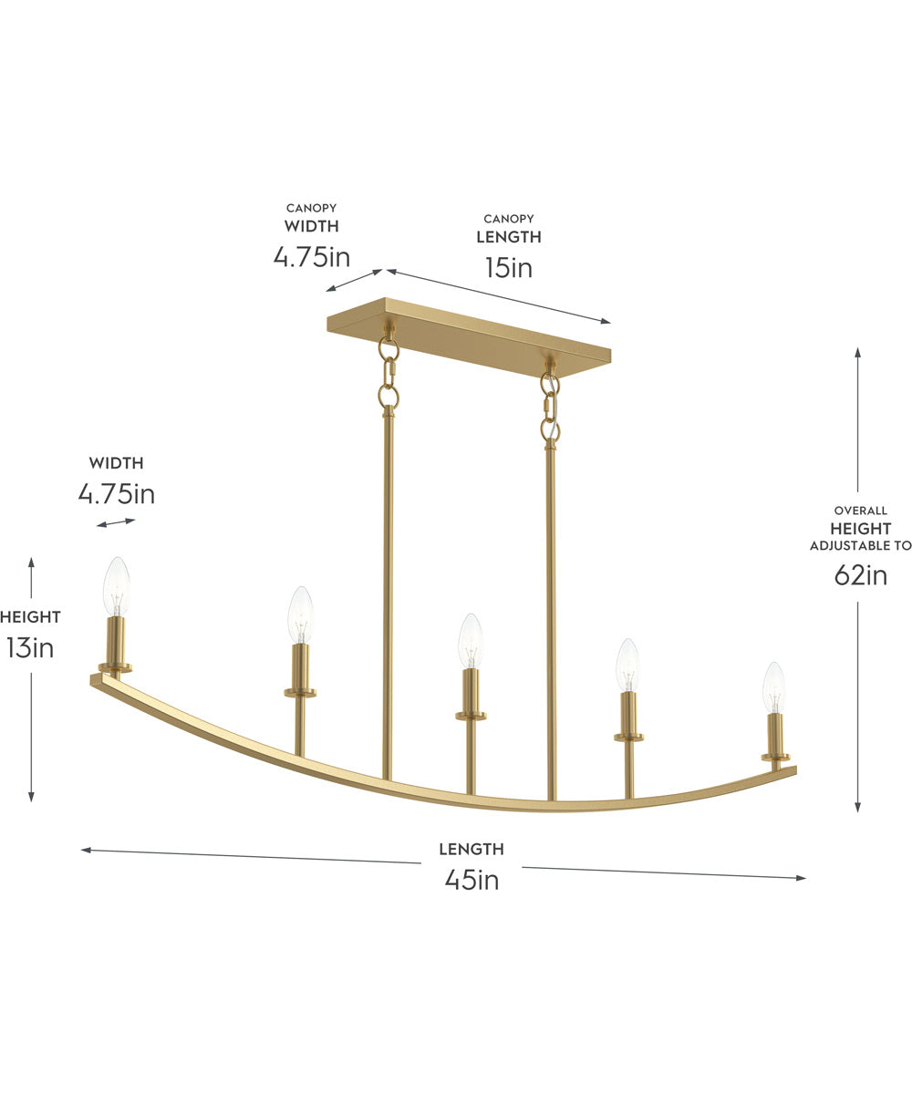 Jheni 5-Light Linear Chandelier Brushed Gold
