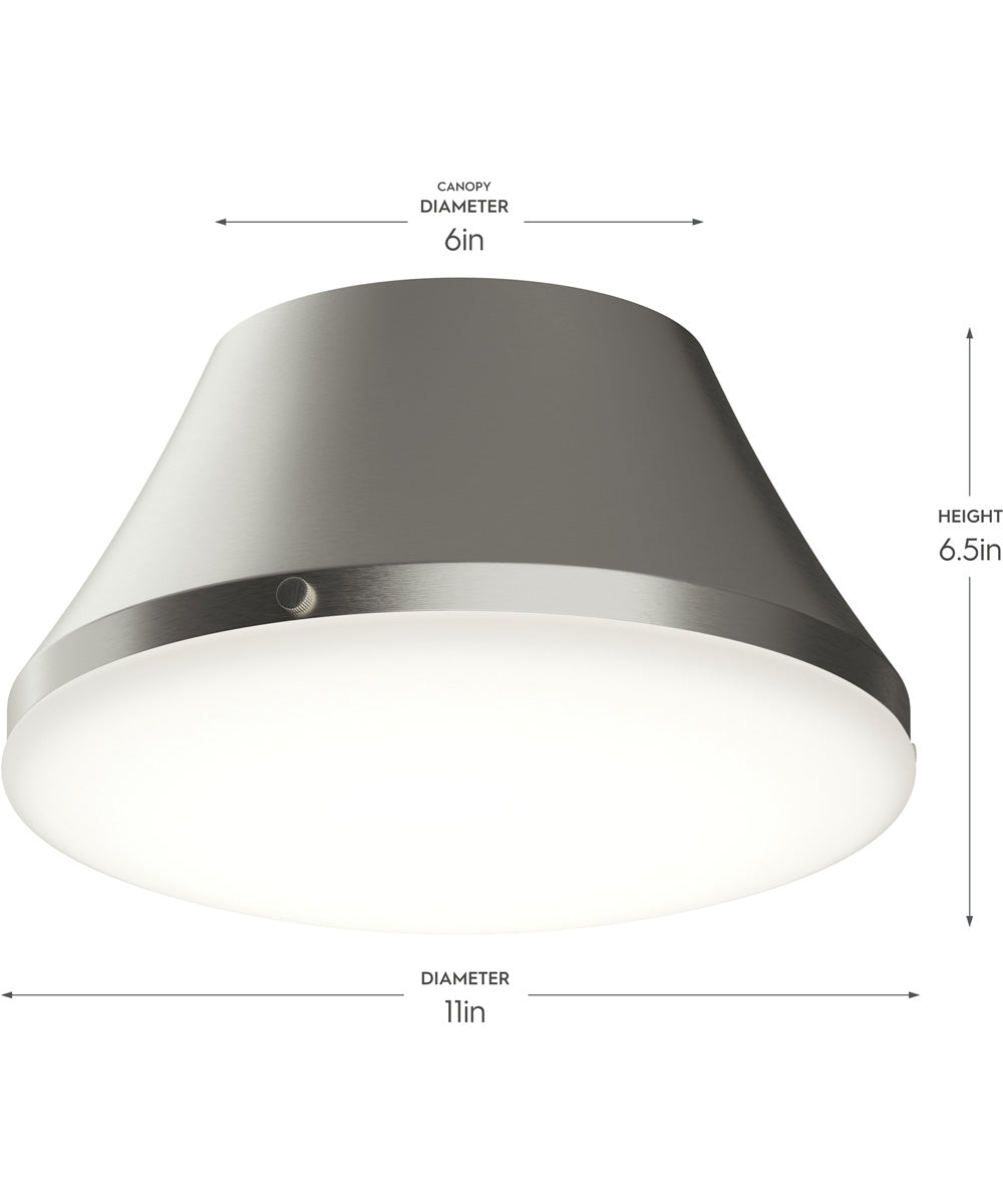 Avra Medium 2-Light Flush Mount with Etched White Glass Shade Brushed Nickel