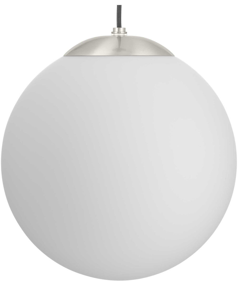 Atwell Opal Glass Globe Large Hanging Pendant Light Brushed Nickel