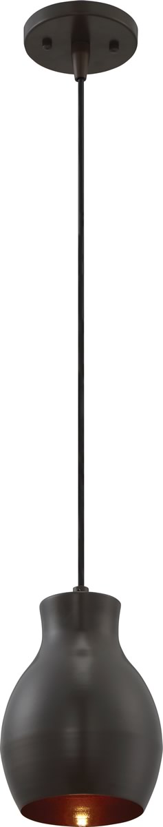 6"W Vessel 1-Light Pendant Bronze / Copper Accents