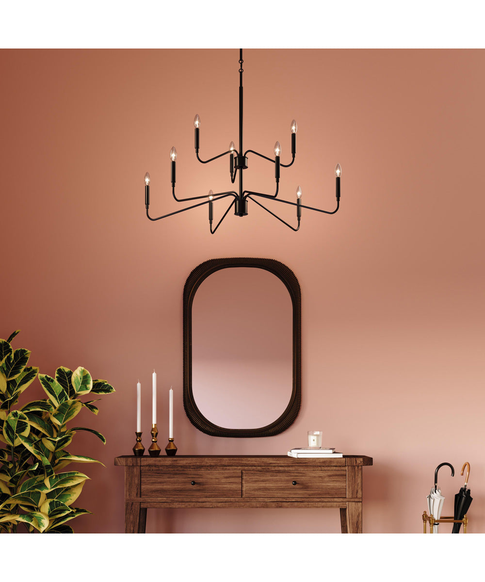 Pilar Two-Tier 9-Light Chandelier Matte Black