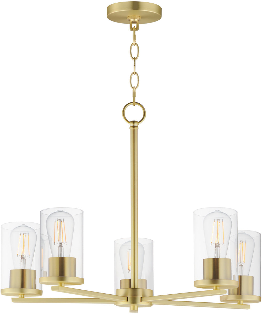 Lateral 5-Light Chandelier Satin Brass