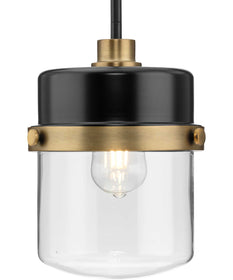 Beckner 1-Light Clear Glass Urban Industrial Pendant Light Matte Black