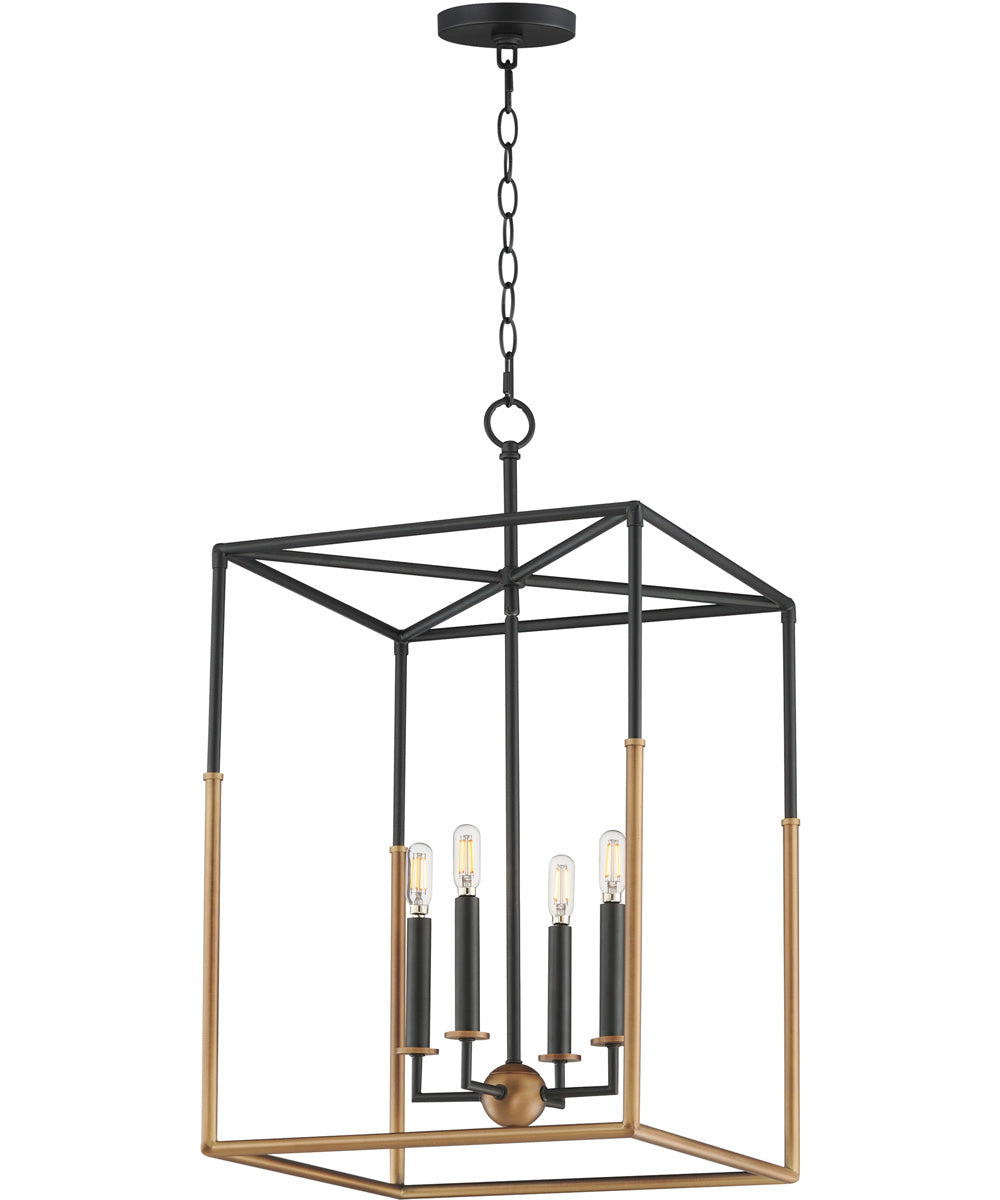 Soho 4-Light Large Pendant Black/Weathered Brass