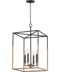 Soho 4-Light Large Pendant Black/Weathered Brass