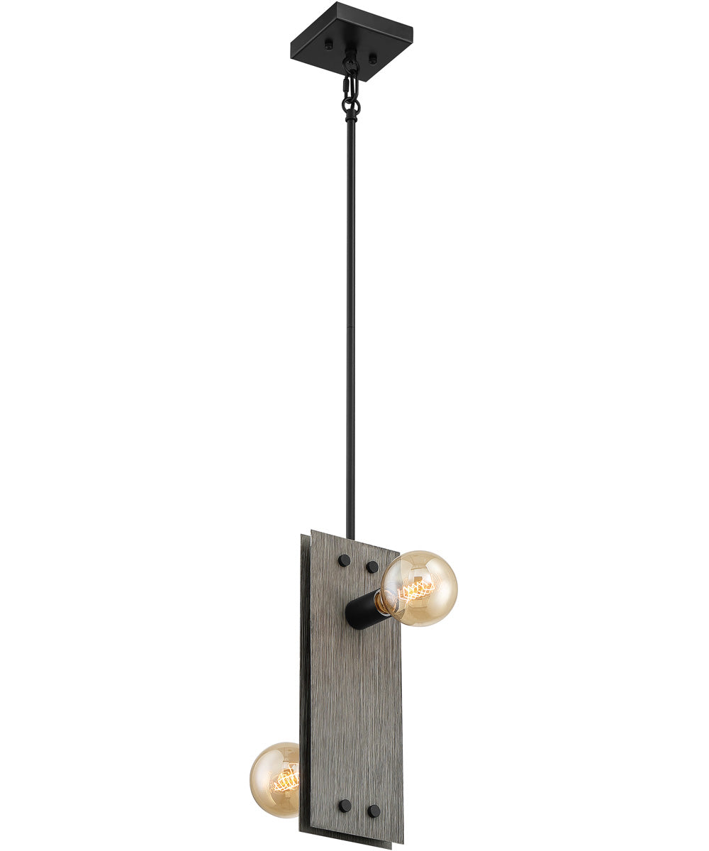 6"W Stella 2-Light Pendant Driftwood / Black Accents