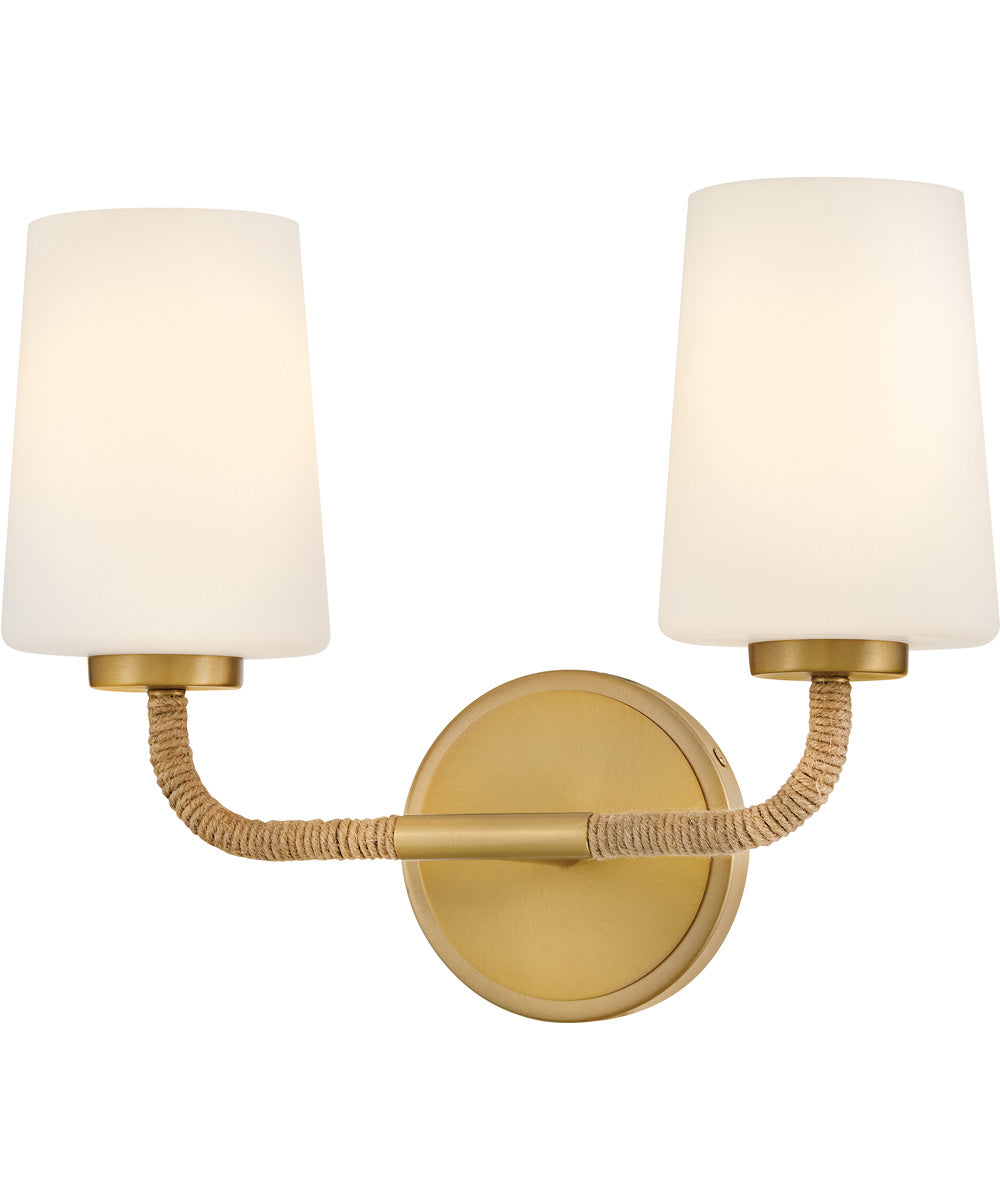 Kline 2-Light Small Two Light Vanity in Lacquered Brass