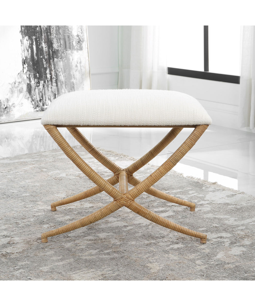 Expedition White Fabric Small Bench