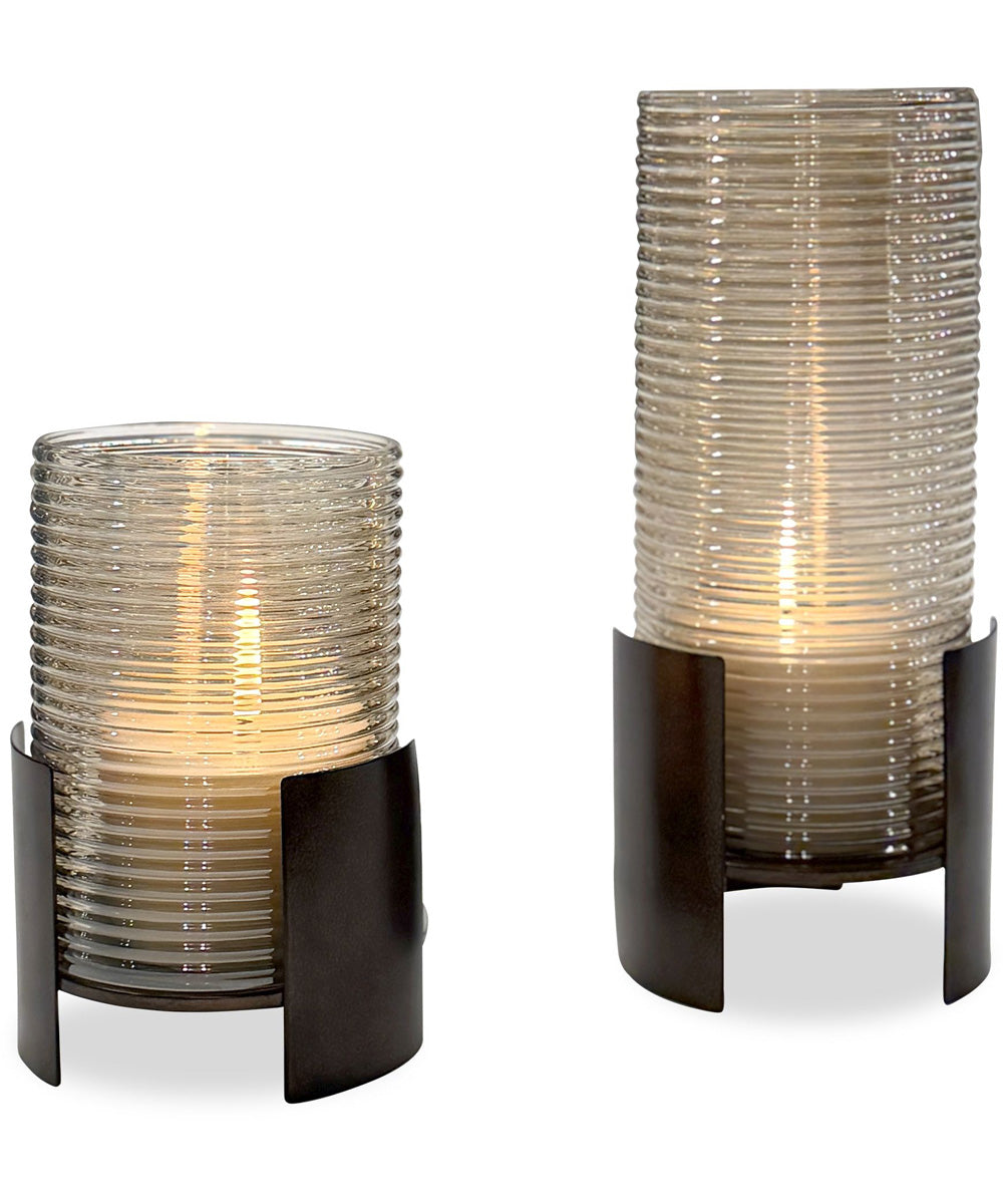 Fluted Fire Cylinder Candleholders Set of 2