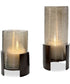 Fluted Fire Cylinder Candleholders Set of 2