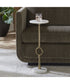 Accent Table with Sculptural Ring Detail in Antique Brass and White Marble