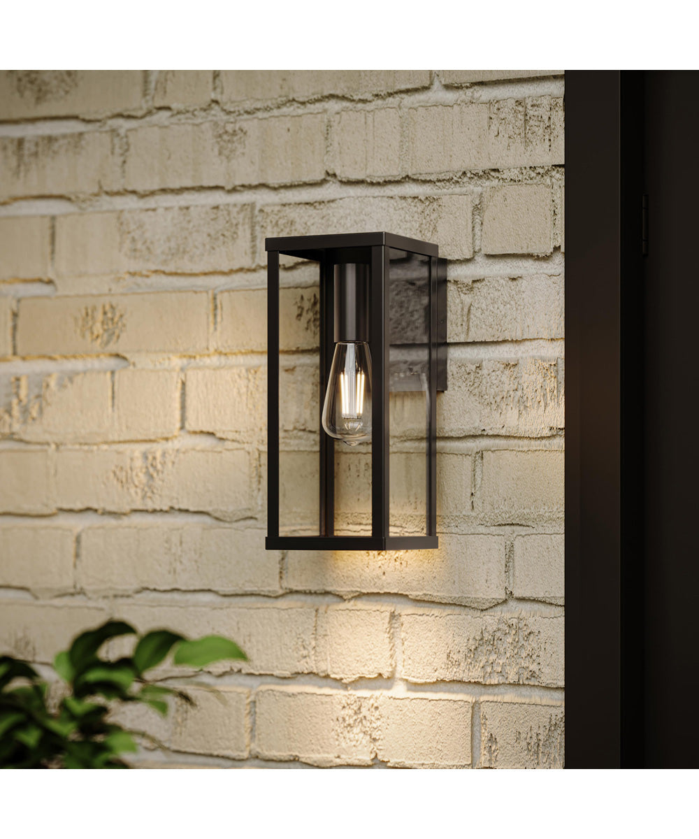 Ryle 1-Light Medium Wall Lantern with Clear Glass Panels Matte Black