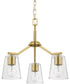 Vertex 3-Light Clear Glass Convertible Chandelier Brushed Gold