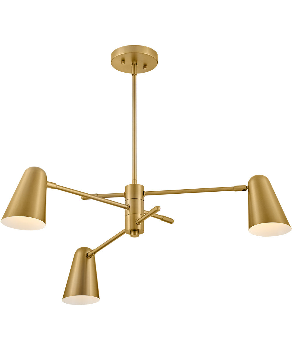 Birdie 3-Light Medium Convertible Mobile Single Tier Chandelier in Lacquered Brass