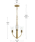 Jheni 3-Light Chandelier with Clear Glass Shades Brushed Gold