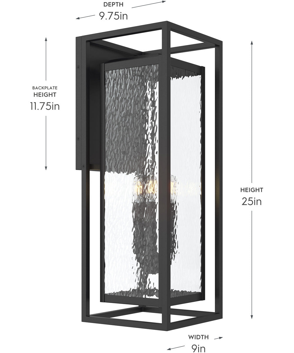 Shaw 25 inch 1 Light Outdoor Wall Light with Clear Glass Textured Black
